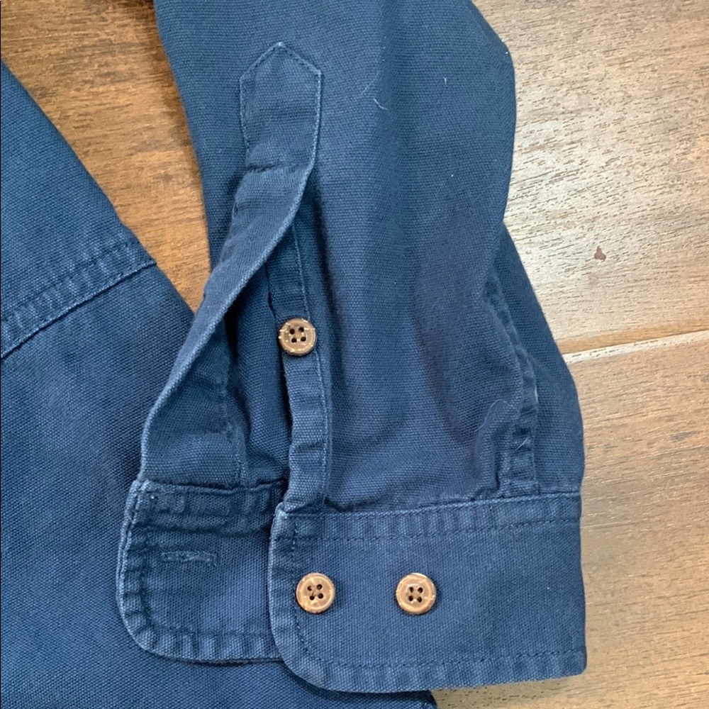 Lauren by Ralph Lauren Navy Blue Petite Roll Tab Button Up Classic Vintage Shirt - Picture 8 of 16